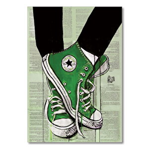 Ahşap Tablo Yeşil Converse 50x70 cm