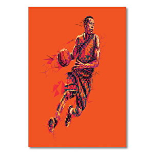 Ahşap Tablo Basketbolcu Çizim Prizma 35x50 cm