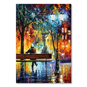 Ahşap Tablo Bankta Yalnız Yağlıboya 25x35 cm