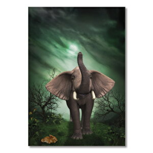 Ahşap Tablo Fil Tavşan Orman 50x70 cm