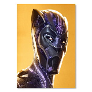 Ahşap Tablo Black Panther Sarı Zemin 50x70 cm