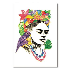 Ahşap Tablo Frida Kahlo Renkli Çizim 35x50 cm