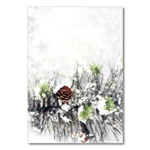 Ahşap Tablo Kar Çam Ağacı Dalı Kozalak 50x70 cm