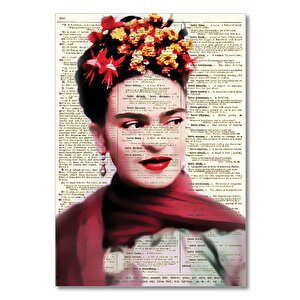 Ahşap Tablo Frida Kahlo Gazete Reminde 50x70 cm