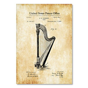 Ahşap Tablo Arp Patent 1890 Müzik 25x35 cm