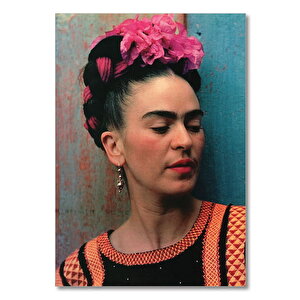 Ahşap Tablo Frida Kahlo Mavi Zemin 35x50 cm