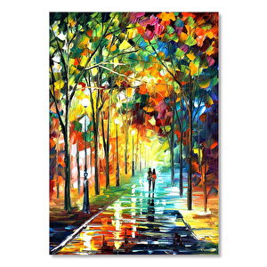 Ahşap Tablo Ağaçlı Parkta Çift Yağlıboya 35x50 cm