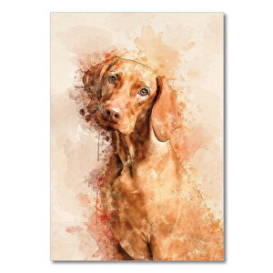Ahşap Tablo Suluboya Av Köpeği 50x70 cm