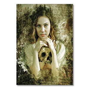 Ahşap Tablo Karanlık Kafa Tası Kadın 50x70 cm