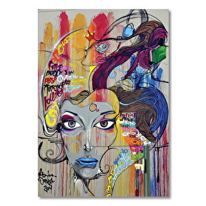 Ahşap Tablo Kadın Yüzü Grafiti 25x35 cm