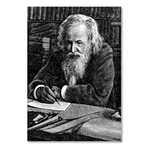 Ahşap Tablo Mendeleev Siyah Beyaz Çalışma 35x50 cm