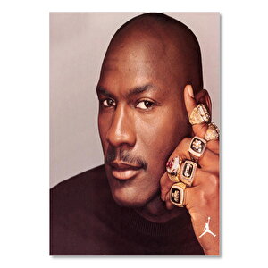 Ahşap Tablo Michael Jordan Ve Yüzükleri 25x35 cm