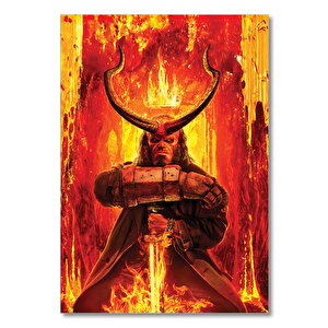Ahşap Tablo Hellboy Alevler İçinde Görseli 25x35 cm