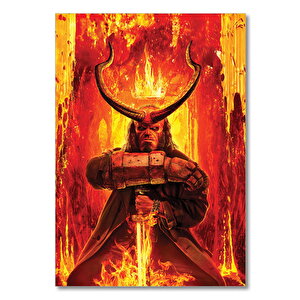 Ahşap Tablo Hellboy Alevler İçinde Görseli