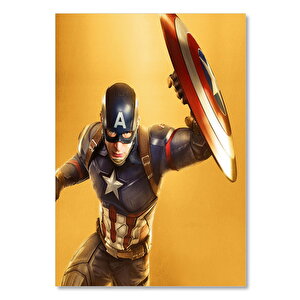 Ahşap Tablo Captain America Sarı Zemin 35x50 cm