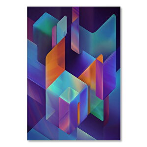 Ahşap Tablo Renkli Şeffaf İçiçe Bloklar 35x50 cm