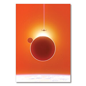 Ahşap Tablo No Man's Sky Kızıl Gezegen Ve Uzay Gemisi 35x50 cm
