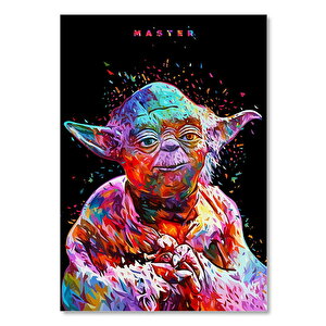 Ahşap Tablo Siyah Zeminde Star Wars Yoda 50x70 cm