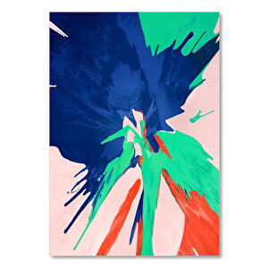 Ahşap Tablo Renklerin Patlaması Lacivert Yeşil Ve Turuncu 25x35 cm