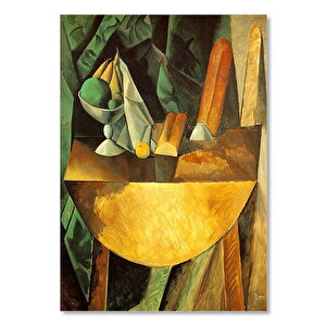 Ahşap Tablo Bread And Fruit Dish On A Table, 1909 By Pablo Picasso 25x35 cm