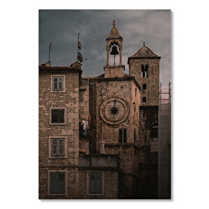 Ahşap Tablo Avrupada Tarihi Saat Kulesi Ve Çanı 50x70 cm