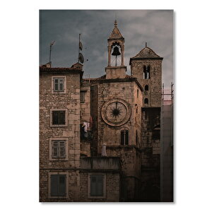 Ahşap Tablo Avrupada Tarihi Saat Kulesi Ve Çanı 25x35 cm