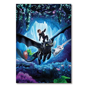 Ahşap Tablo Ejderhanı Nasıl Eğitirsin 3 Hıçgıdık Ve Dişsiz Uçuyor 50x70 cm
