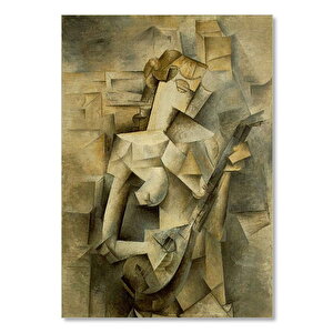 Ahşap Tablo Girl With A Mandolin, 1910 By Pablo Picasso 35x50 cm