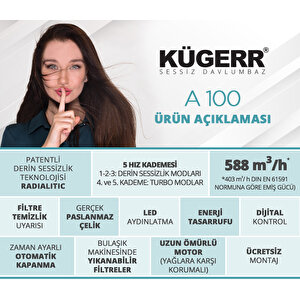 A100 60 Cm Sürgülü Inox Sessiz Aspiratör
