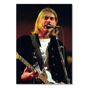 Ahşap Tablo Kurt Cobain Sahnede Görsel 50x70 cm