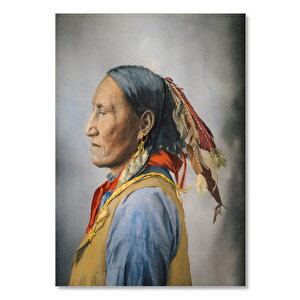 Ahşap Tablo Kızılderili Yaşlı Kadın 35x50 cm