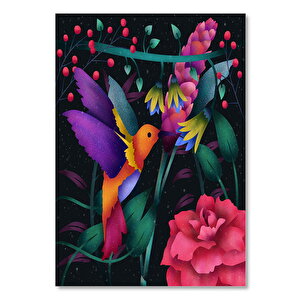 Ahşap Tablo Sinekkuşu Renkli Abstrakt Dijital Art 25x35 cm