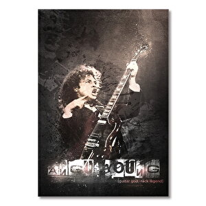 Ahşap Tablo Angus Young Efsanevi Gitar İlahı 50x70 cm