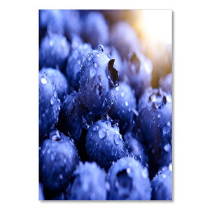 Ahşap Tablo Yaban Mersini Ve Damlalar Makro 35x50 cm