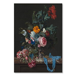 Ahşap Tablo Mermer Üzerinde Renkli Çiçekler 25x35 cm