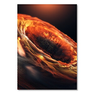 Ahşap Tablo Sarı Turuncu Parçacıklar Sarmal Dalgalar 3d 25x35 cm