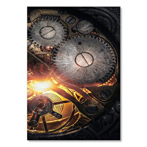 Ahşap Tablo Saat Çarkları Detay Makro 25x35 cm