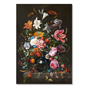Ahşap Tablo Vazoda Çiçekler Ve Kelebekler 50x70 cm