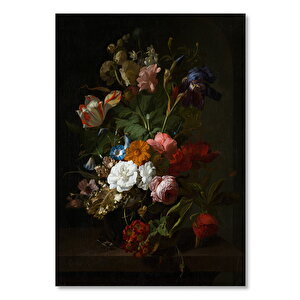 Ahşap Tablo Renkli Çiçekler Siyah Arkaplan 25x35 cm
