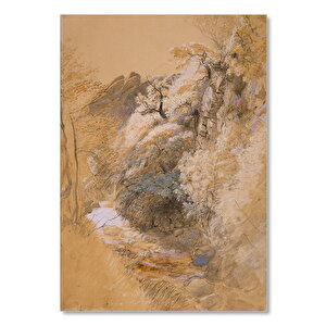 Ahşap Tablo Yamaçta Ağaçlar Ve Patika 35x50 cm