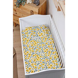 Lastikli Çarşaf Seti (55x95+15) - Iconic Serisi - Sarı Minik Çiçekler