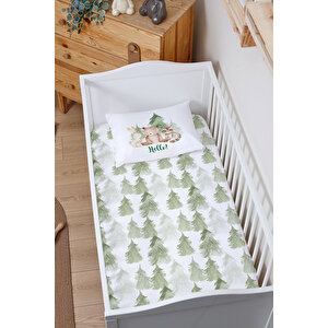 Lastikli Çarşaf Seti (55x95+15) - For Baby Serisi - Çam Ormanı Hayvanları