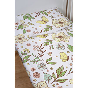 Lastikli Çarşaf Seti (70x130+15) - Iconic Serisi - Kelebekler Ve Bahçe Çiçekleri