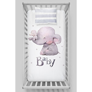 Lastikli Çarşaf Seti (70x130+15) - Pure Baby Serisi - Oyuncu Filler