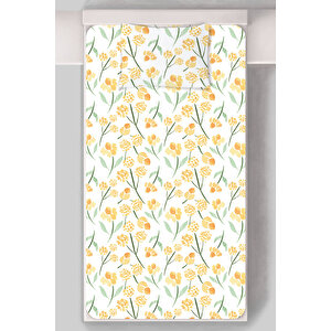 Lastikli Çarşaf Seti (90x190+20) - Iconic Serisi - Sarı Bahar Çiçekleri