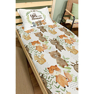 Lastikli Çarşaf Seti (90x190+20) - For Baby Serisi - Orman Hayvanları