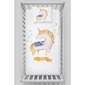 Park Yatak Lastikli Çarşaf Seti (70x110+15) - Pure Baby Serisi - Yıldızlar Altında Unicorn