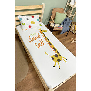 Lastikli Çarşaf Seti (90x190+20) - Pure Baby Serisi - Sevimli Zürafa