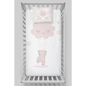 Lastikli Çarşaf Seti (55x95+15) - Pure Baby Serisi - Buluta Tırmanan Ayıcık