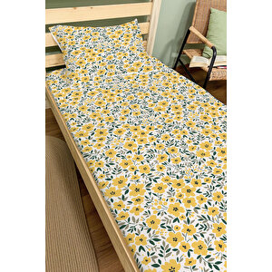 Lastikli Çarşaf Seti (120x200+20) - Iconic Serisi - Sarı Minik Çiçekler